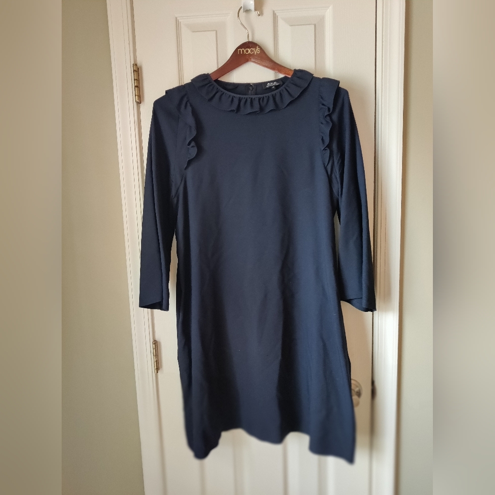 APC Solid Navy Dress Ruffle detail Size 10